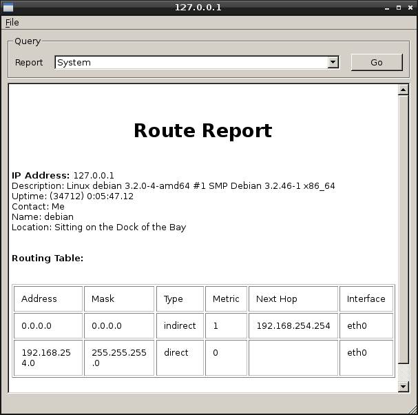 qtmib routing table report